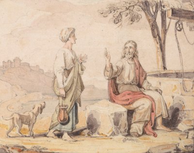 De vrouw bij de bron door John Martin