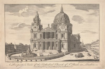 Een perspectivisch uitzicht op de kathedraal van St. Pauls in Londen door John Maurer