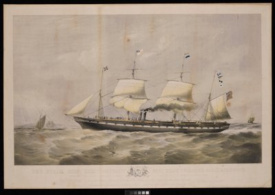 Het stoomschip Great Britain... Eigenaren Messrs Gibbs & Co... Aan de mensen van Groot-Brittannië en de Verenigde Staten van Amerika, Deze plaat is respectvol opgedragen... door John McGahey