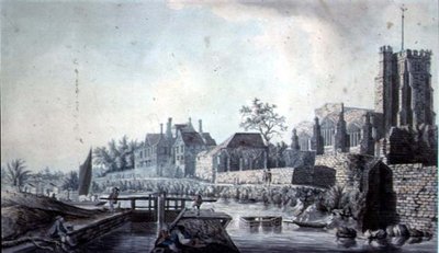 All Saints Kerk en het Aartsbisschoppelijk Paleis, Maidstone door John Melchior Barralet