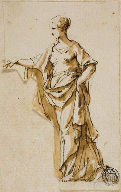 Staande Vrouwelijke Figuur met Rechterhand Opgeheven door John Michael Rysbrack