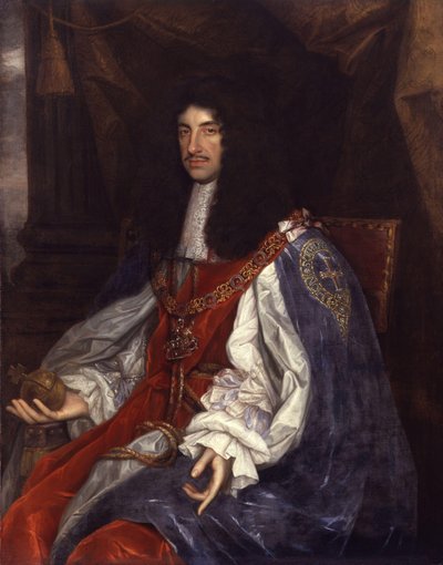 Portret van Charles II in kousenbandgewaad door John Michael Wright