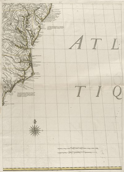 Een kaart van de Britse en Franse gebieden in Amerika, 1756 door John Mitchell