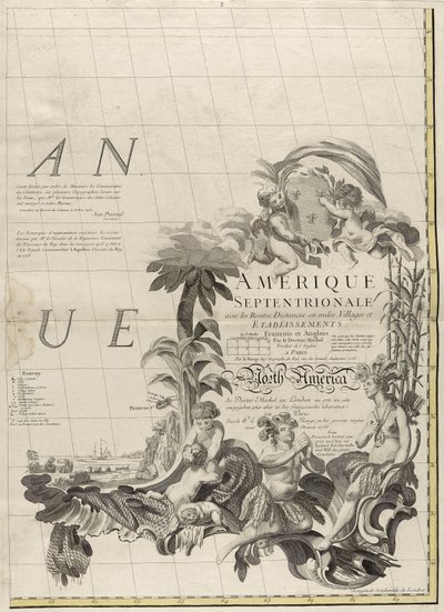 Een kaart van de Britse en Franse gebieden in Amerika, 1756 door John Mitchell