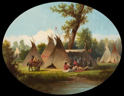 Assiniboin-kampement aan de bovenloop van de Missouri, ca. 1870 door John Mix Stanley