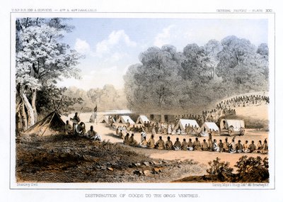 Distributie van goederen aan de Gros Ventres 26 augustus 1853 door John Mix Stanley