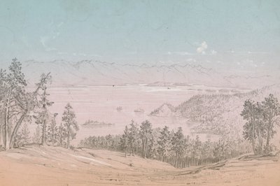Flathead Lake, naar het zuiden kijkend door John Mix Stanley