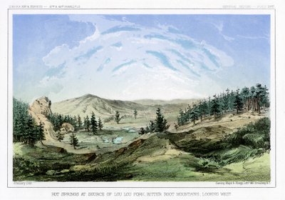 Warmwaterbronnen bij hun bron in Lou Lou Fork, Bitterroot Mountains, Montana, VS, 1856 door John Mix Stanley