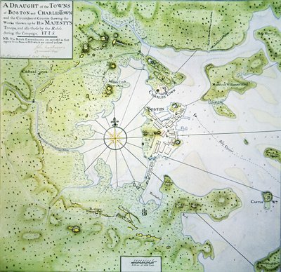 Kaart van Boston en Charlestown door John Montresor