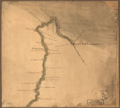 (Kaart van de Ohio-rivier vanaf Fort Pitt. LOC gm71002315 door John Montresor