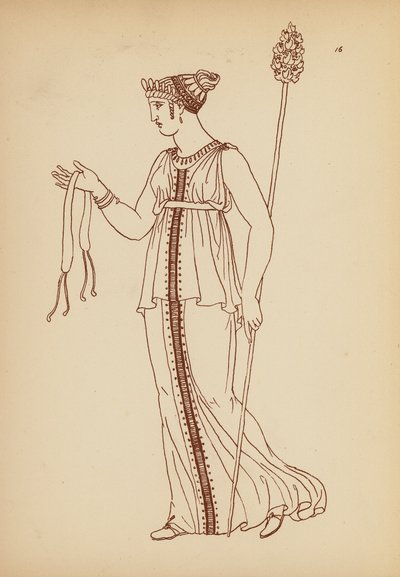 Oud-Grieks vrouwelijk kostuum (litho) door John Moyr Smith