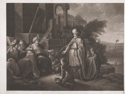 Hiram Koning van Tyrus, stuurt geschenken naar Koning Salomo door John Murphy