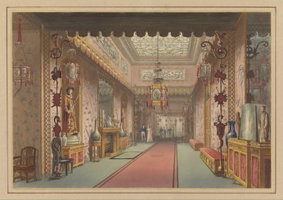 Chinese Galerij zoals het was, Plaat XV in Illustraties van het Paleis van Hare Majesteit in Brighton... door John Nash