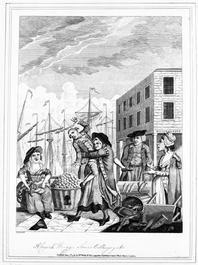 Een Cornish Hug in Billingsgate, 1781 door John Nixon