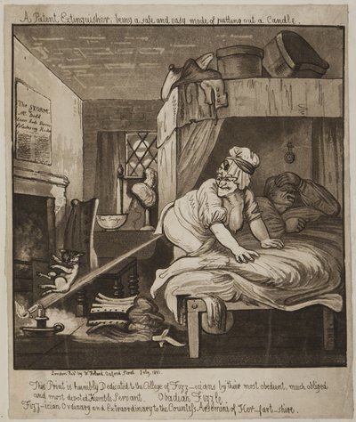 Een patentblusser, een veilige en gemakkelijke manier om een kaars uit te blussen, 1801 door John Nixon