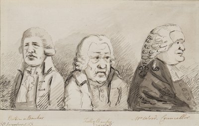 Batson, een bankier, Tulley, bankier, Mr Wood, raadslid, 69 Lombard Street, Cornhill, 1790 door John Nixon
