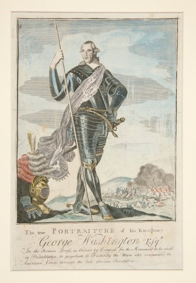Het ware portret van zijn excellentie George Washington Esqr. in Romeinse kleding door John Norman