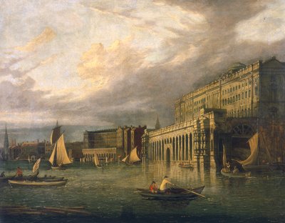 Somerset House en de Adelphi vanaf de rivier door John Paul