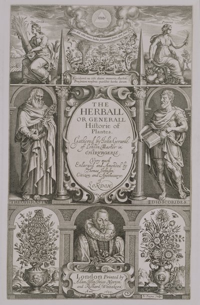 Titelpagina van de tweede editie van The Herball door John Gerard, 1633 door John Payne