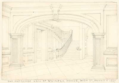 De ingangshal van Fairfax House, High Street, Putney, Londen door John Phillipp Emslie