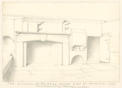 De keuken in Fairfax House, High Street, Putney, 1887; residentie van de Cromwelliaanse Edelman door John Phillipp Emslie