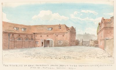 De stallen van het huis van generaal Fairfax, High Street, Putney, 1887 door John Phillipp Emslie