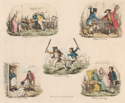 Set van Vier: Veel Gedoe om Niets of Illustraties van Oude Zegswijzen door John Phillips