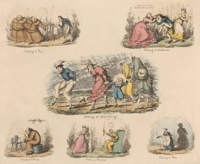 Set van Vier: Veel Gedoe om Niets of Illustraties van Gezegden door John Phillips