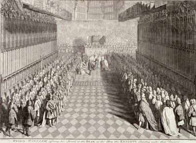 Kroning van Willem III in Westminster Abbey, Londen, 1689, ca. 1689 door John Pine