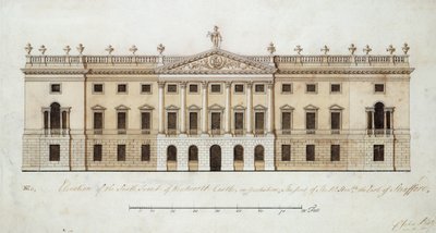 Wentworth Castle, ontwerp voor de zuidkant, ca.1760 door John Platt