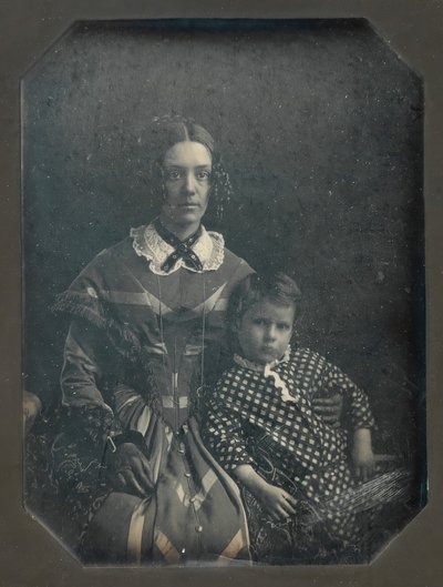 Elizabeth Bakewell James en haar zoon, Frank B. James, ca. 1846 door John Plumbe Jr..