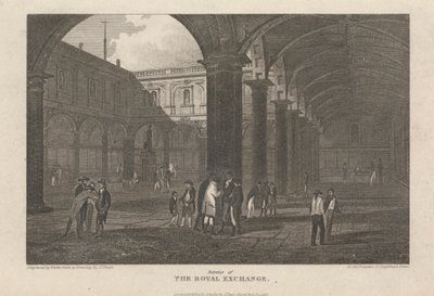 De binnenplaats van de Royal Exchange door John Preston Neale