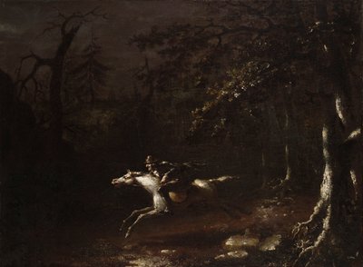 Ichabod Crane vlucht voor de Ruiter zonder Hoofd door John Quidor
