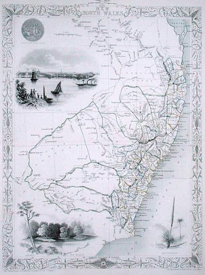 New South Wales, uit een Serie Wereldkaarten gepubliceerd door John Tallis & Co., Londen & New York door John Rapkin