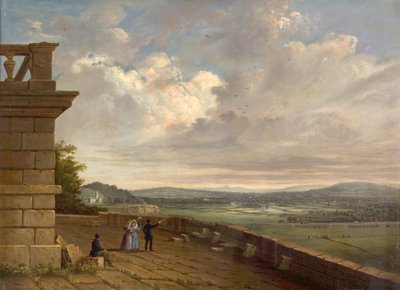 Uitzicht vanaf het terras van Nottingham Castle naar het oosten, ca. 1845 door John Rawson Walker