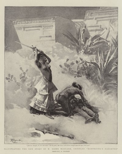 Illustratie voor het nieuwe verhaal van H Rider Haggard, getiteld Montezuma