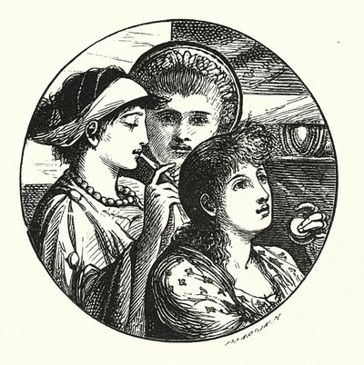 De minstrelen (gravure) door John Reinhard Weguelin