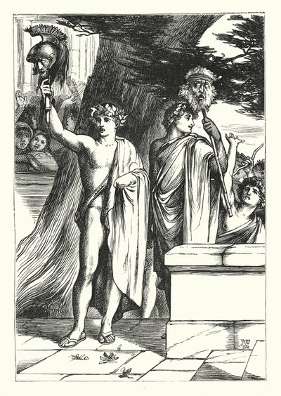 De tweeling (gravure) door John Reinhard Weguelin
