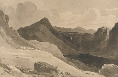 Een Berglandschap met een Herder door John Renton