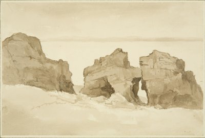 Rotsen aan de noordkant van Flat Holm [Castle Rock] door John Reverend Eden