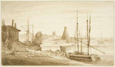 Uitzicht vanaf het oostelijke einde van Mardyke naar de Limekiln Glasshouse door John Reverend Eden