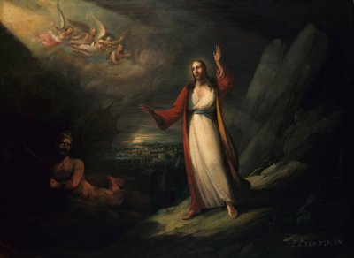 Christus verleid door de duivel, 1818 door John Ritto Penniman