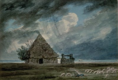 Een herdershut tussen Napels en Portici door John Robert Cozens