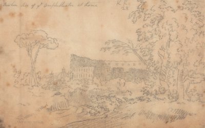 Gebroken zijde van het amfitheater in Rome door John Robert Cozens