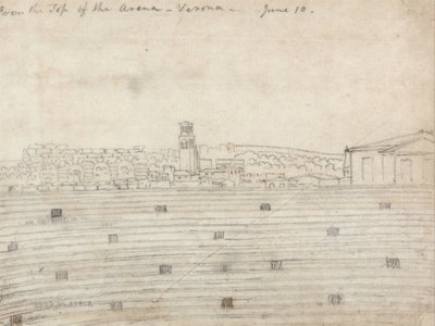 Van de top van de Arena, Verona door John Robert Cozens