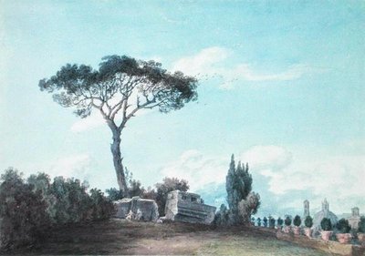 In de tuinen van het Colonna Paleis, Rome door John Robert Cozens