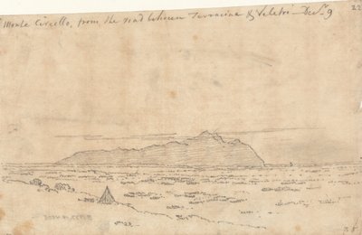 Monte Circeo vanaf de weg tussen Terracina en Velletri door John Robert Cozens