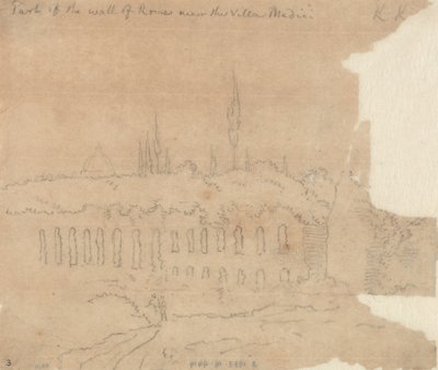 Deel van de Muur van Rome bij de Villa Medici door John Robert Cozens