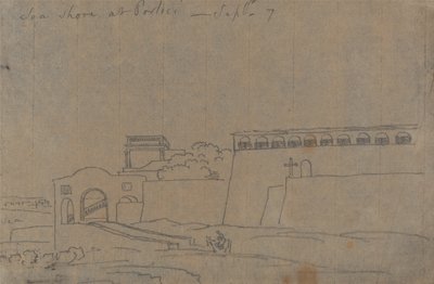 Zeekust bij Portici, 7 september door John Robert Cozens