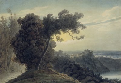 Het meer van Albano en kasteel Gandolfo, c.1783-85 door John Robert Cozens